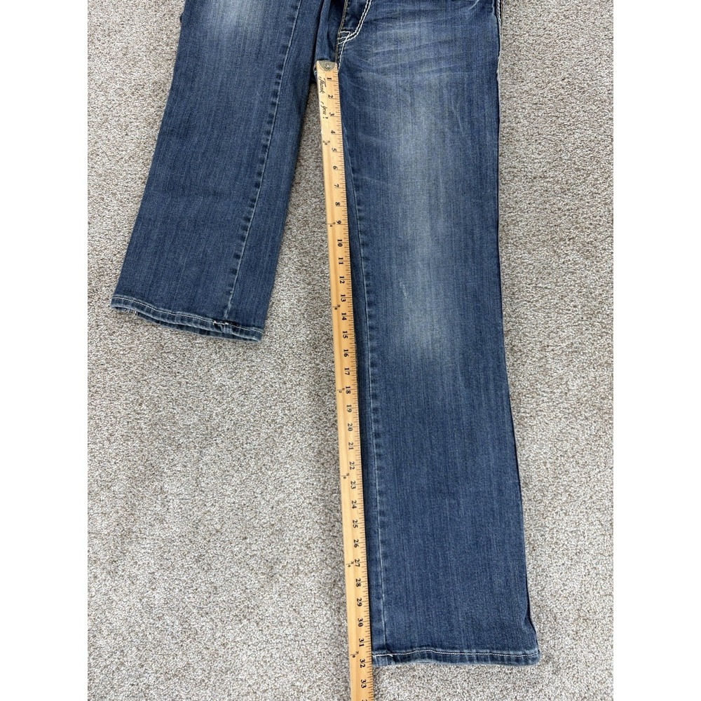 Cowgirl Tuff Don't Fence Me In Bootcut Jean Womens 31 Blue Saddle Stitch Western - Picture 9 of 11